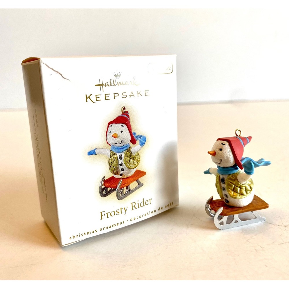 2009 Hallmark Keepsake Frosty Rider Miniature Snowman Sled Christmas Ornament